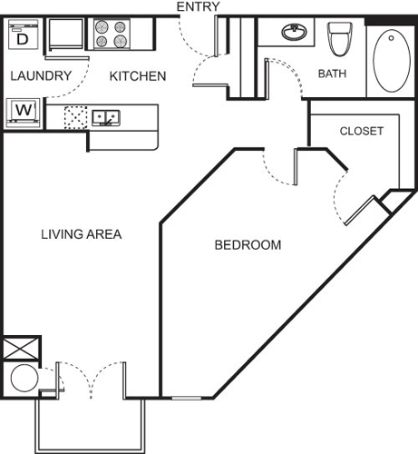 One Bedroom- 2123 Floorplan Image